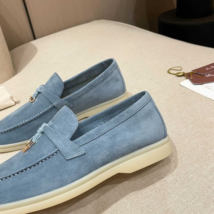 Loro Piana Summer Charms Walk Moccasin Loafers in Bright Orange Leather
