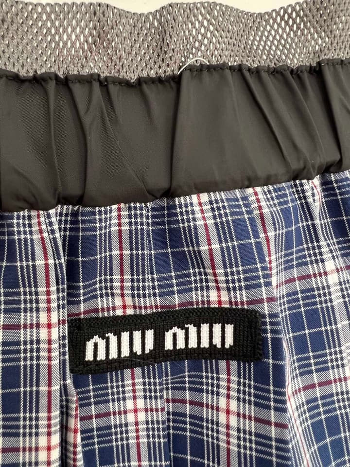 Miu Miu Academic Plaid Pleated Skirt – 25SS