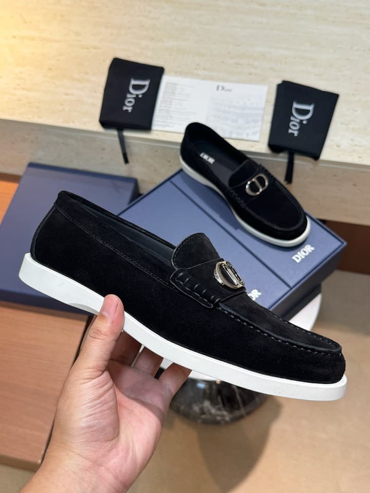 Dior Granville Men's Lace-Up Casual Shoes in Dark Blue Suede