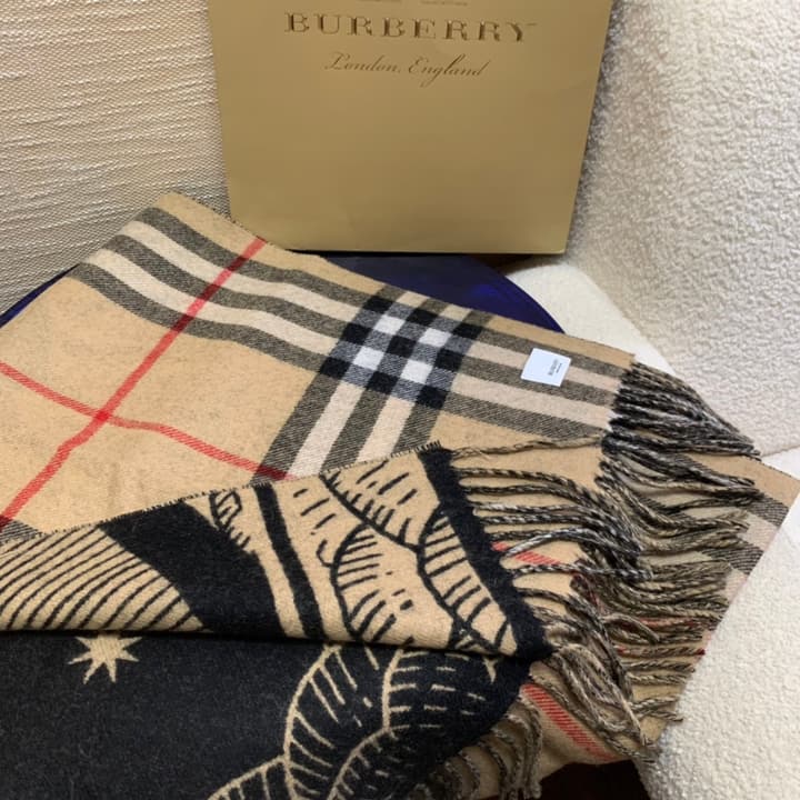 Burberry Celestial Unicorn Plaid Cashmere Scarf