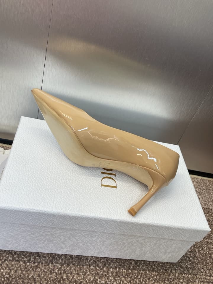 Dior CD Logo Pointed Toe Pumps – 2025 Spring/Summer Haute Couture Collection in Shiny Black Flat