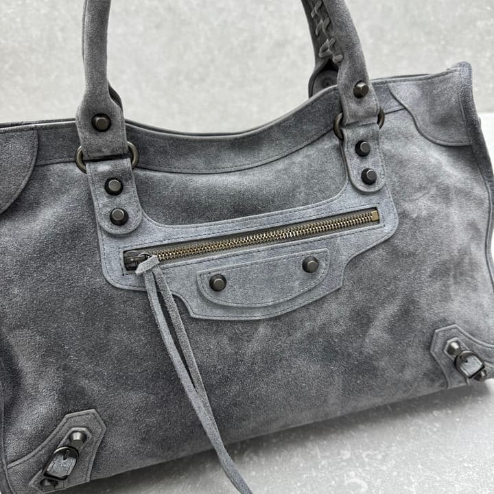 Balenciaga Le City Medium Suede Shoulder Bag in Caramel Suede