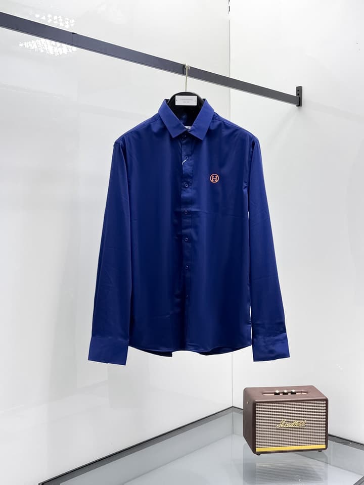 Hermès Long-Sleeve Shirt in Light Blue Striped