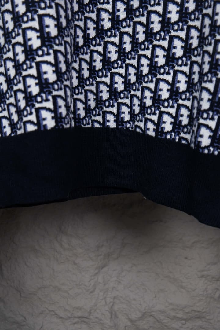 Dior Monogram Double-Sided Jacquard Crewneck Sweater – 24SS in Navy Monogram Pattern