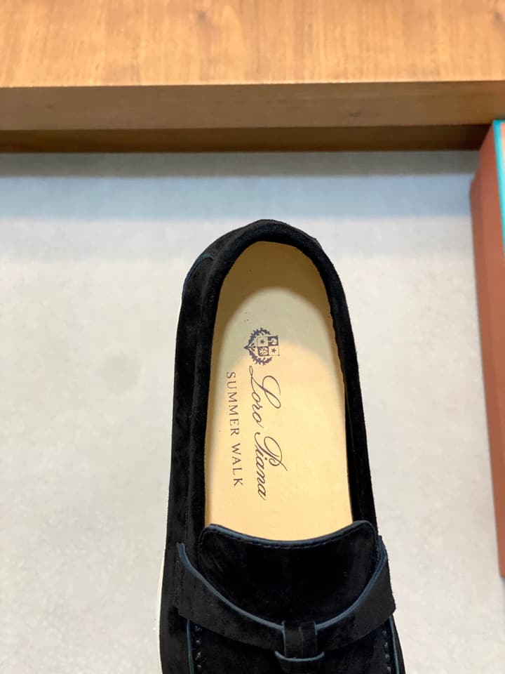 Loro Piana Suede Leather Slip-On Loafers in Black Suede