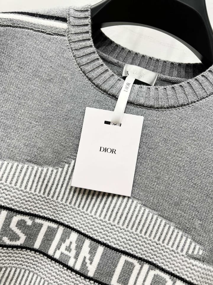 Dior x Peter Doig Ski Series Sailor Collar Knit Sweater – 23FW in Grey