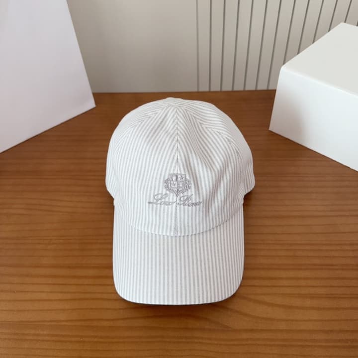 Loro Piana Baseball Cap in Cream With Tan Logo