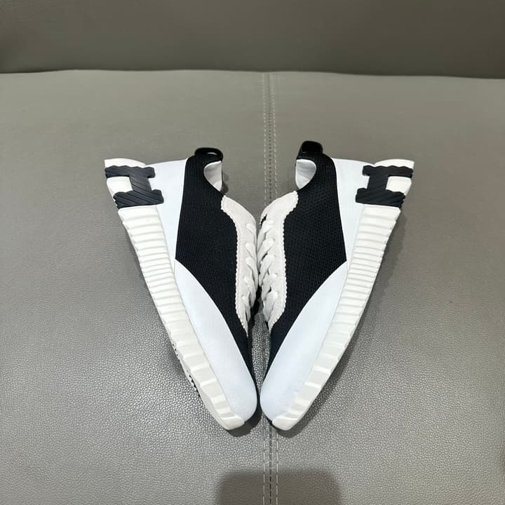 Hermès Bouncing Tech Mesh Sneakers in Black And White
