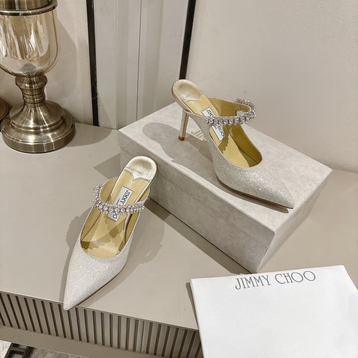 Jimmy Choo Ice Silver Glitter Pointed-Toe Pumps in Ice Silver Glitter