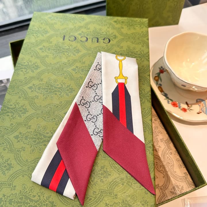 Gucci GG Logo Twilly Silk Scarf