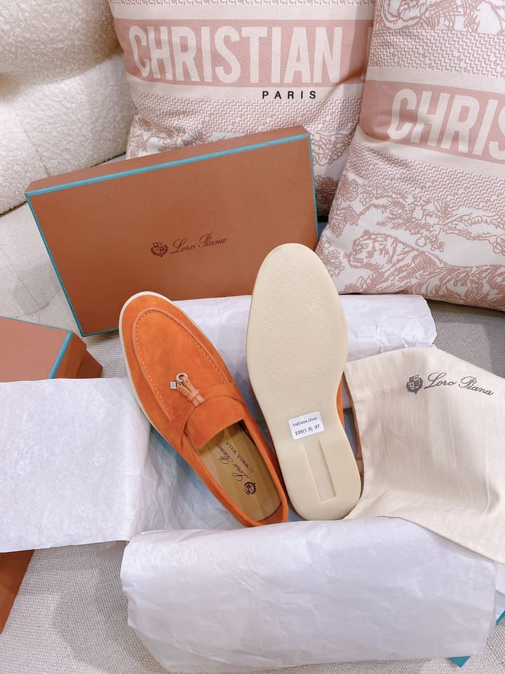 Loro Piana Glossy Cashmere Loafers in Blush Pink Suede