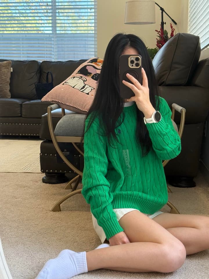 Ralph Lauren Inspired Cable Knit Sweater in Black