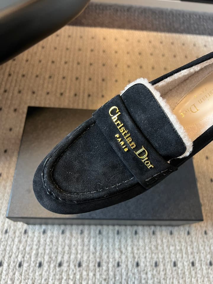 Dior Suede Fur-Lined Loafers – 25SS/FW in Black Suede