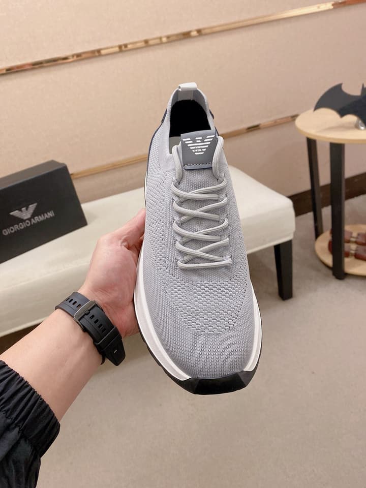 Armani Official Synchronized Knit Sneakers in Dark Grey Knit