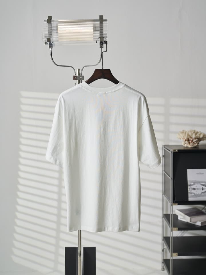 Saint Laurent YSL Logo Patch Crewneck T-Shirt in Ivory