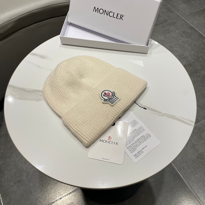 Moncler Knitted Beanie Hat in Classic Black