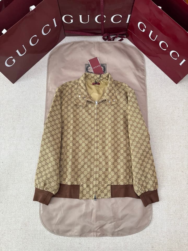 Gucci Double G Jacquard Canvas Bomber Jacket – FW25