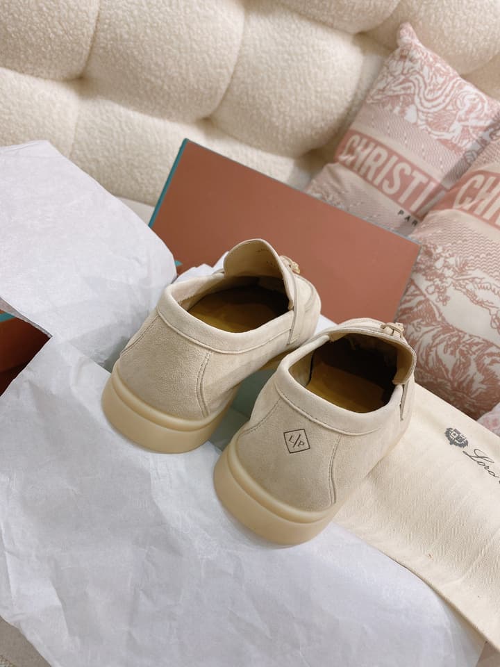 Loro Piana Glossy Cashmere Loafers in Blush Pink Suede