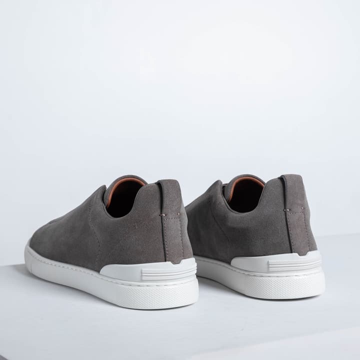 Zegna SECONDSKIN Triple Stitch Low-Top Sneakers in Navy Smooth Leather