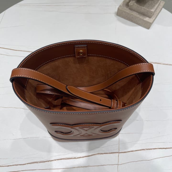 Celine Cuir Triomphe Calfskin Bucket Bag in Black