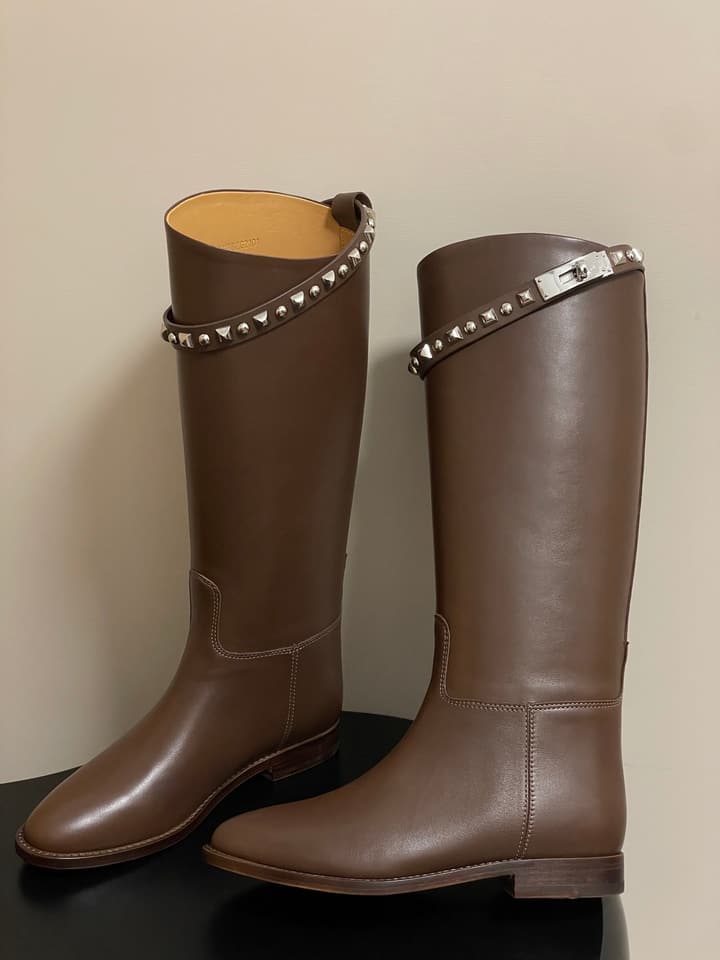 Hermès Jumping Series Kelly Buckle Knee-High Boots in Black