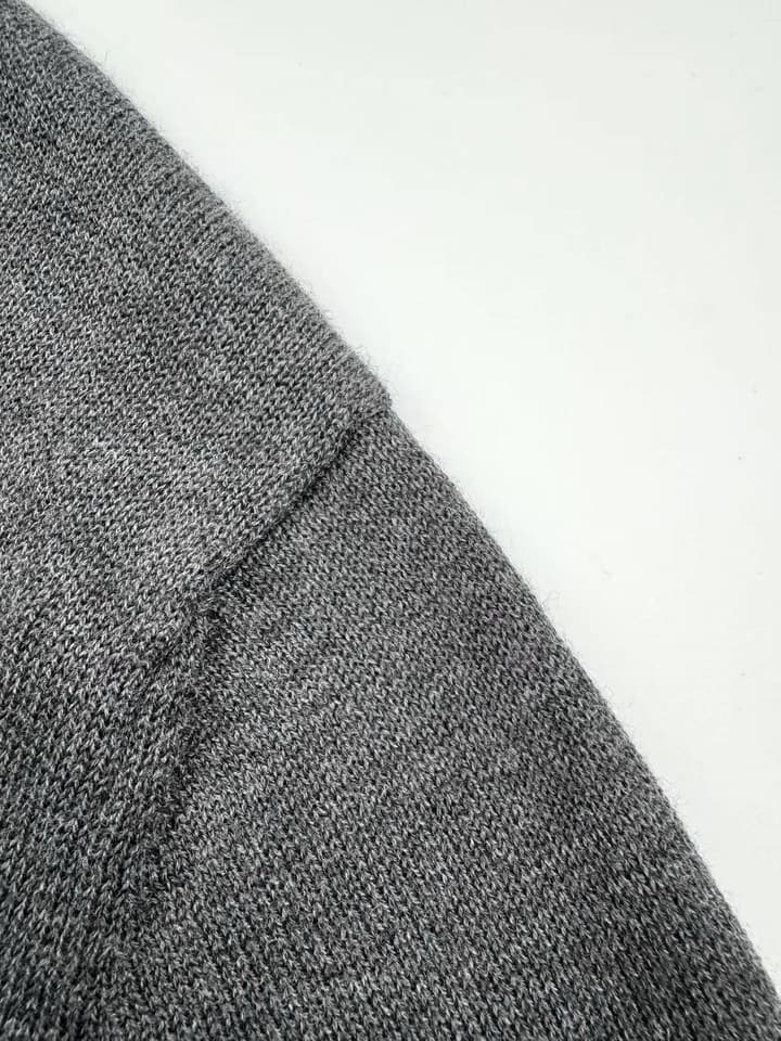 Ami Paris Heart Embroidery Merino Wool Sweater in Dark Grey With Red Heart