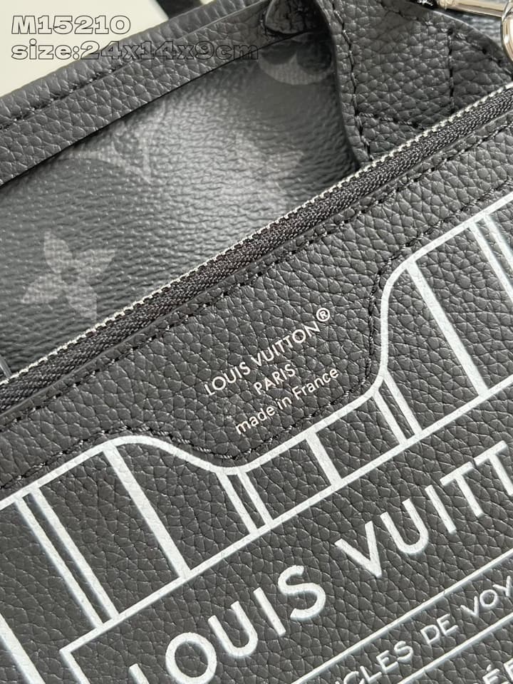 Louis Vuitton Neverfull Bandoulière Inside Out BB Handbag in Black Monogram With White Graphic