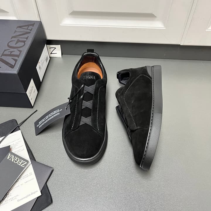 Zegna Triple Stitch Suede Low-Top Sneakers