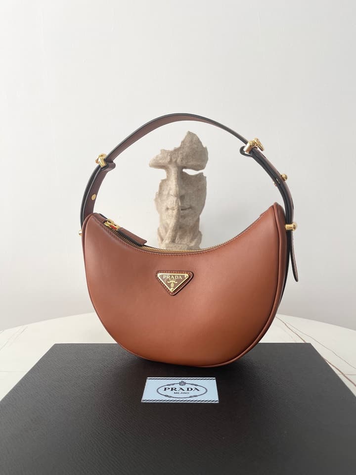 Prada Arque Cowhide Shoulder Bag in Black