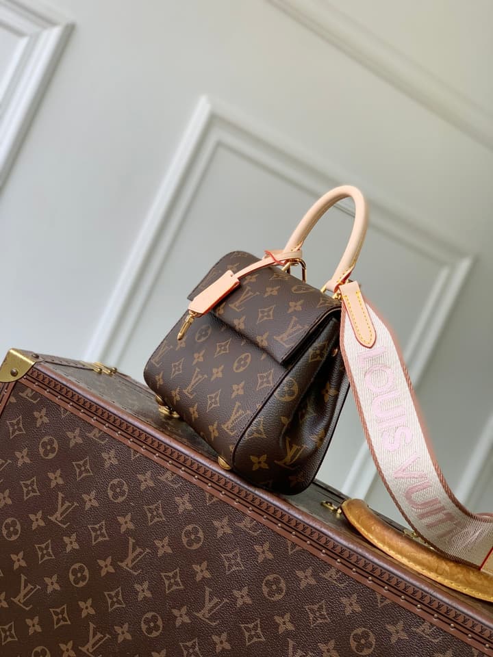 Louis Vuitton Cluny Mini Handbag in Monogram Canvas With Natural Leather Trim