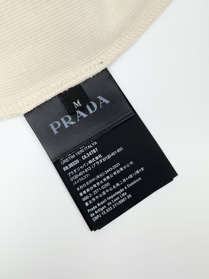 Prada Triangle Logo Waffle T-Shirt in Limestone Beige