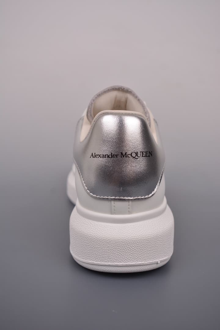 Alexander McQueen Oversized Low-Top Platform Sneakers in White With Dark Heel Tab