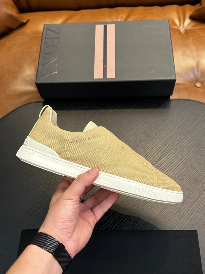 Zegna Triple Stitch Low-Top Sneakers in Black Suede