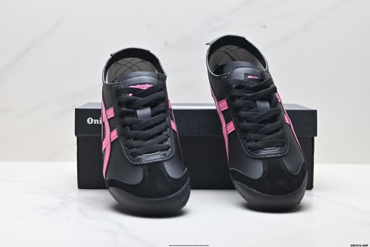 Onitsuka Tiger Mexico 66 NIPPON MADE Sneakers in Black With Pink Stripes