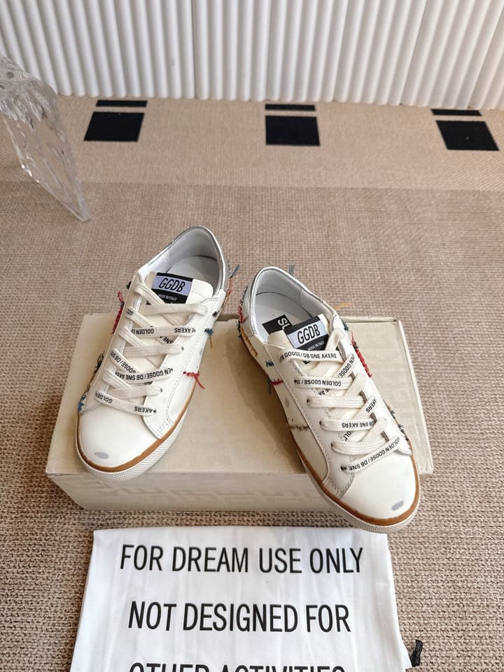 Golden Goose Distressed Leather Sneakers in Dark Green