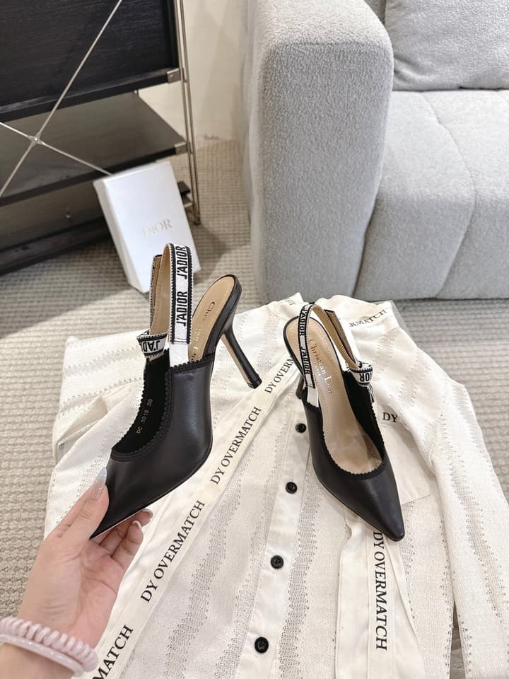 Dior J'Adior Patent Leather Kitten Heel Sandals in Classic Black Smooth Leather