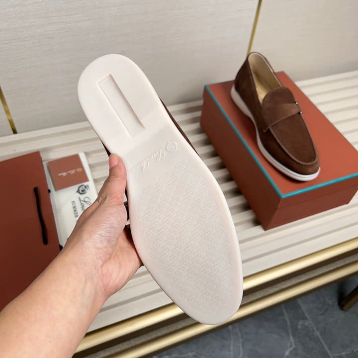 Loro Piana New Moccasin Shoes in Brown Suede