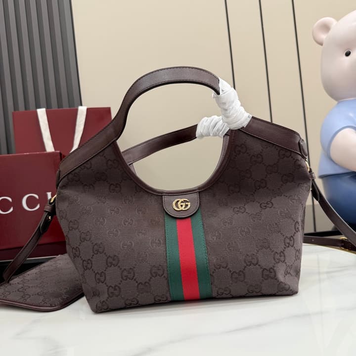Gucci Giglio GG Canvas Handbag – 2026 Spring/Summer Collection in Dark Brown GG Canvas