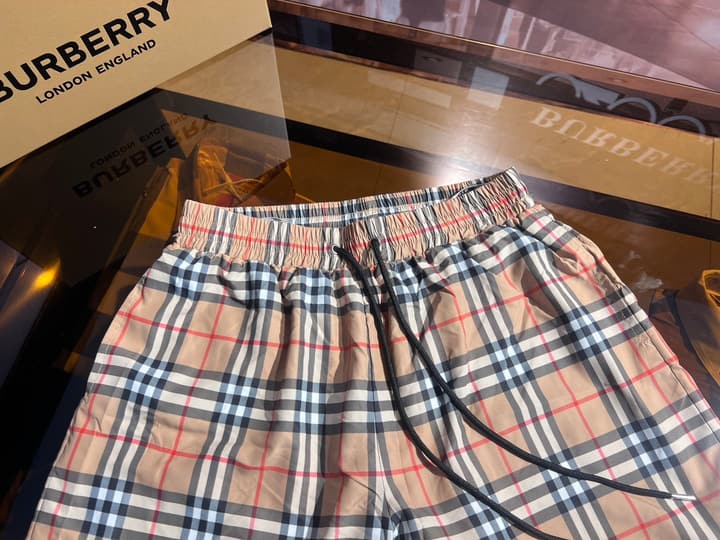 Burberry Vintage Check Swim Trunks in Beige