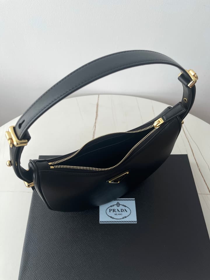 Prada Arque Cowhide Shoulder Bag in Black
