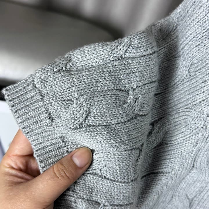 Ralph Lauren Classic Cable Knit Polo Sweater in Black