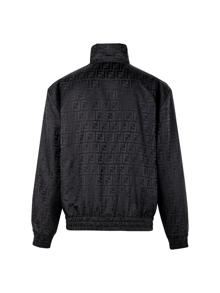 Fendi Stand-Collar Nylon Bomber Jacket in Black Jacquard Bomber Jacket