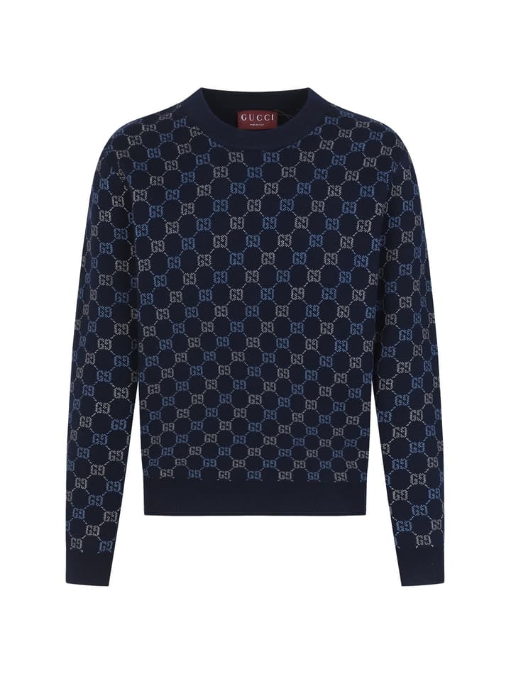 Gucci GG Double-Sided Wool Cardigan – 2025FW in Navy Blue Gg Monogram Sweater