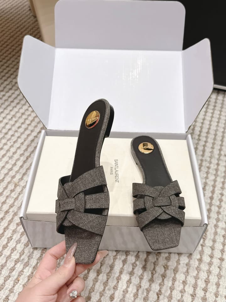 Saint Laurent Melody Square Toe Flat Sandals – 2026SS in Burgundy Patent