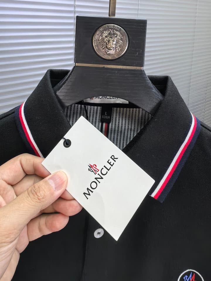 Moncler Embroidered Logo Pique Cotton Polo Shirt – Spring/Summer Collection – 2026SS in Black