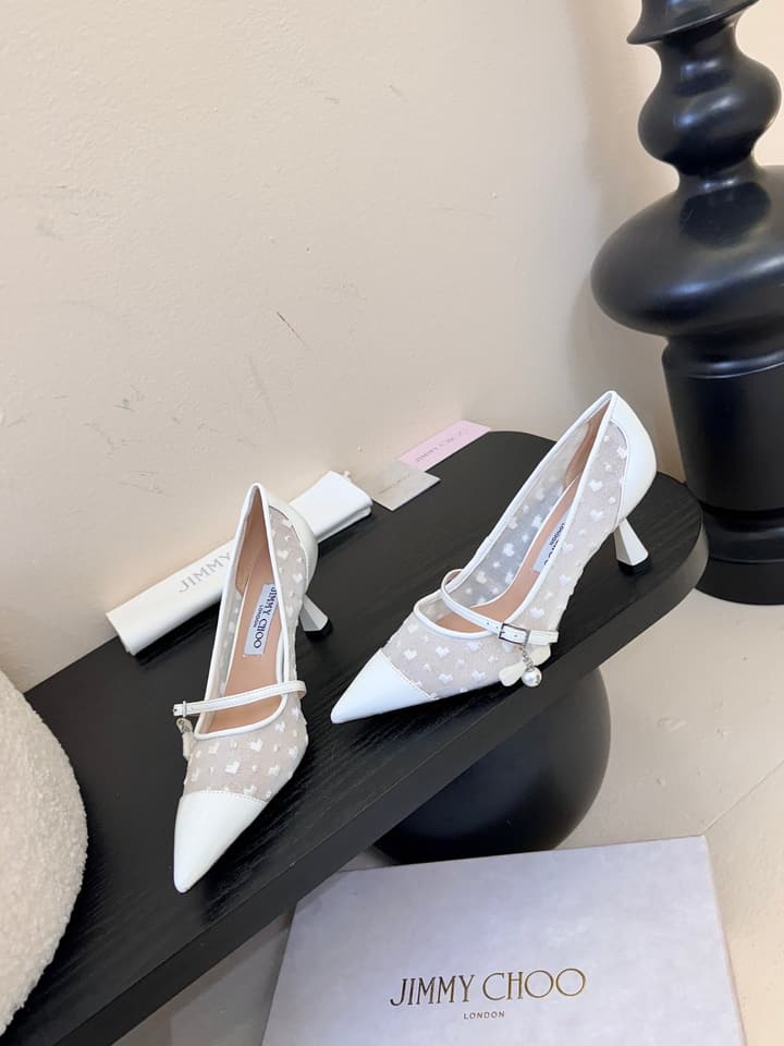 Jimmy Choo Patent Leather Pumps – 2025FW in Nude Mesh