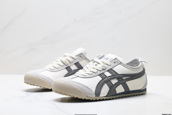 Onitsuka Tiger Mexico 66 Slip-On Sneakers in Cream With Charcoal Stripes