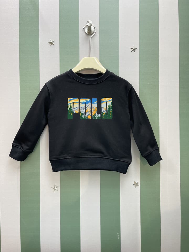 Ralph Lauren Kids Crewneck Sweatshirt – 2025AW in Dark Navy Graphic Sweatshirt