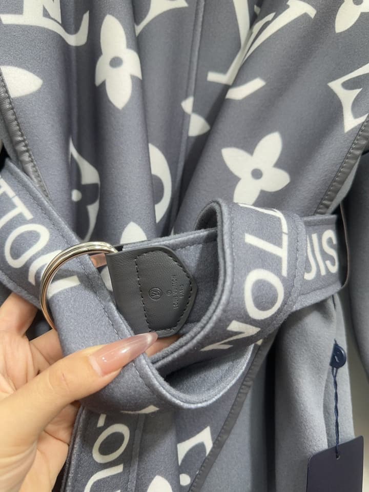 Louis Vuitton Long Wool Overcoat in Gray Monogram Coat