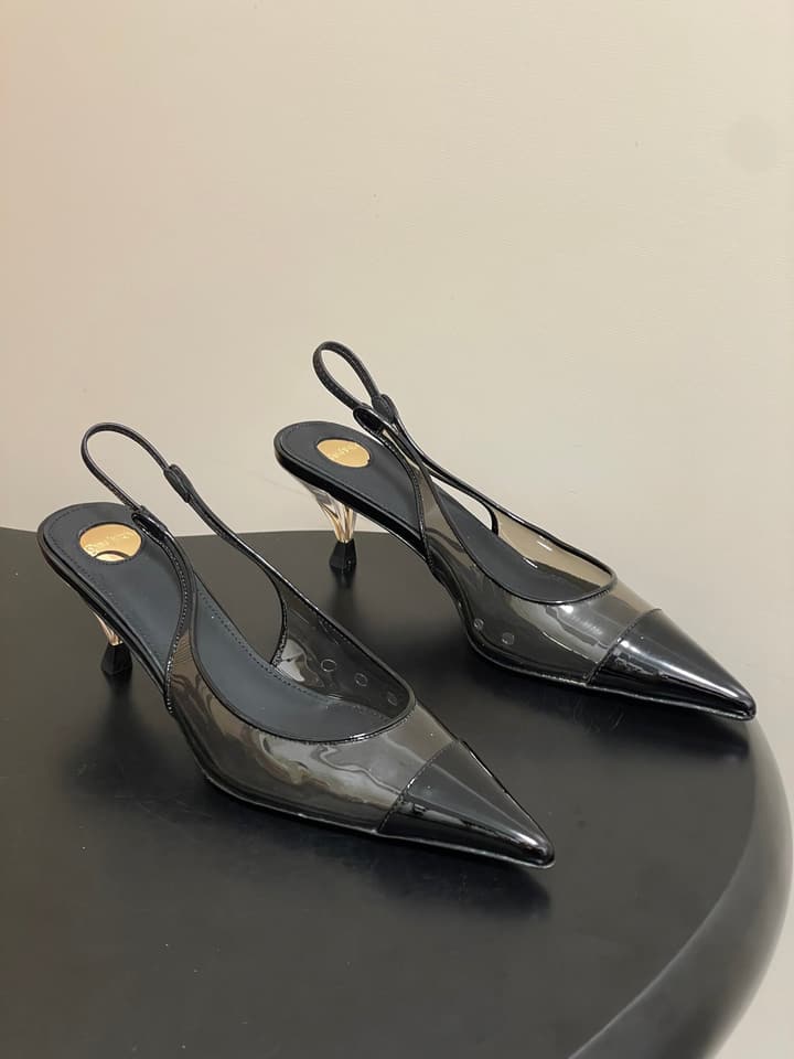 Saint Laurent Pointed PVC Slingback Sandals – 26SS in Beige